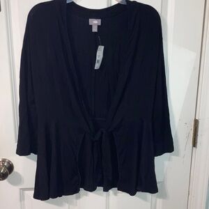 Designer Warehouse Black Women's Tie Front Top Small S - Has stretch